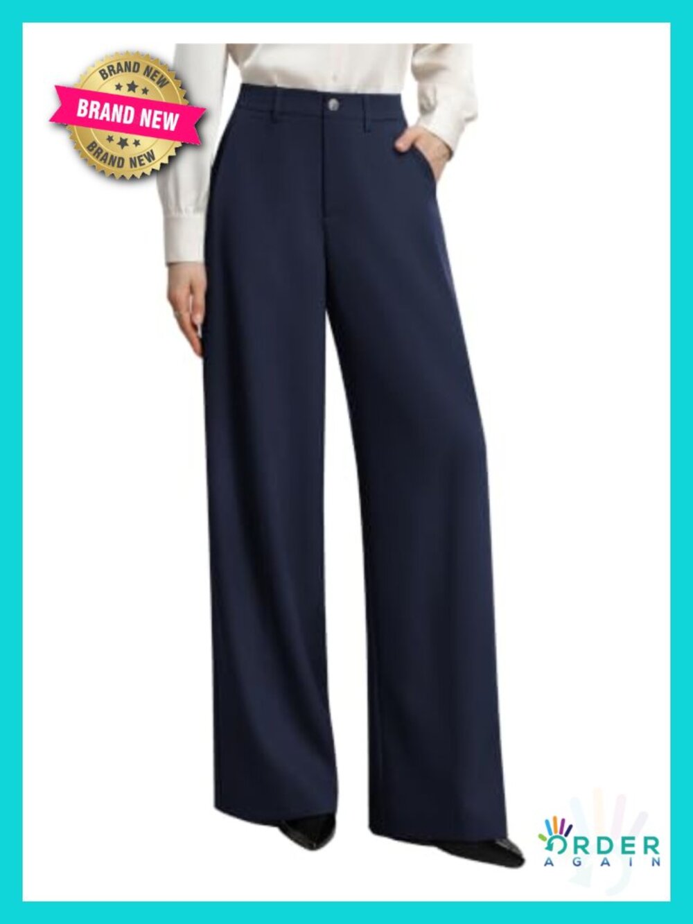 Wide Leg Dress Pants Business Office Work Slacks Pleated Trousers